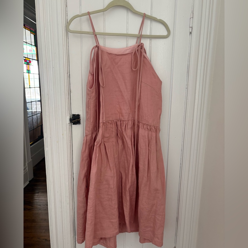 Pink Linen Tig Dress - Picture 3 of 5